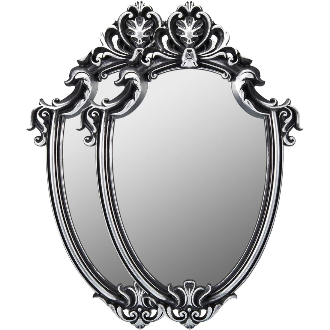 OMIRO Decorative Wall Mirror of Antique Gold Shield Shape, 16" L x 11" W, Pack of 2