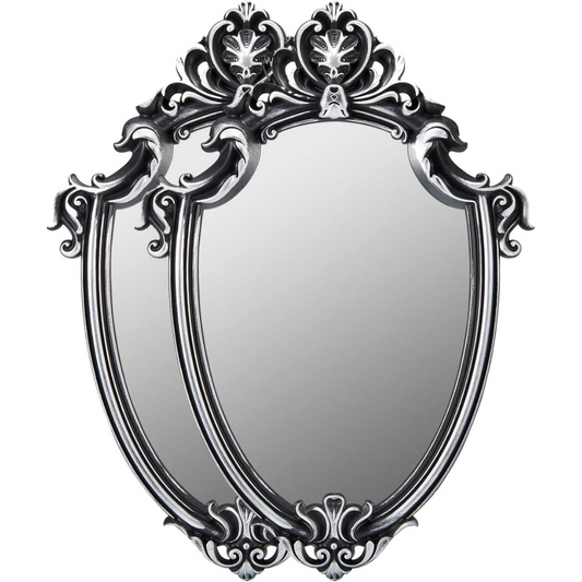 OMIRO Decorative Wall Mirror of Antique Gold Shield Shape, 16" L x 11" W, Pack of 2