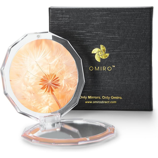 OMIRO Compact Mirror, 3½" 1X/10X Magnification Mini Folding Makeup Mirror for Purses (Color of The Year 2024 - Peach Fuzz)