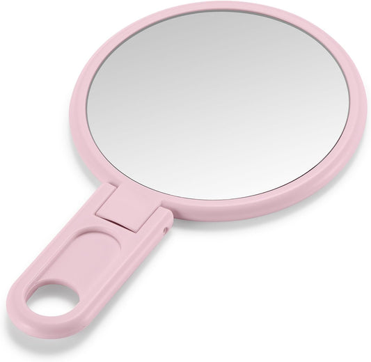 OMIRO 3" Compact Mirror with Adjustable Handle - Mini Folding Mirror for Makeup (Pink)