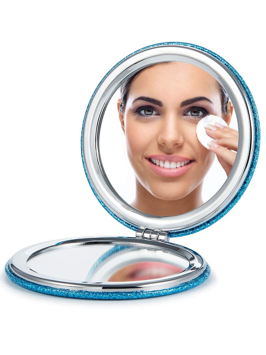 OMIRO Compact Mirror, Round PU 1X/10X Magnification, Ultra-Portable for Purses and Travel