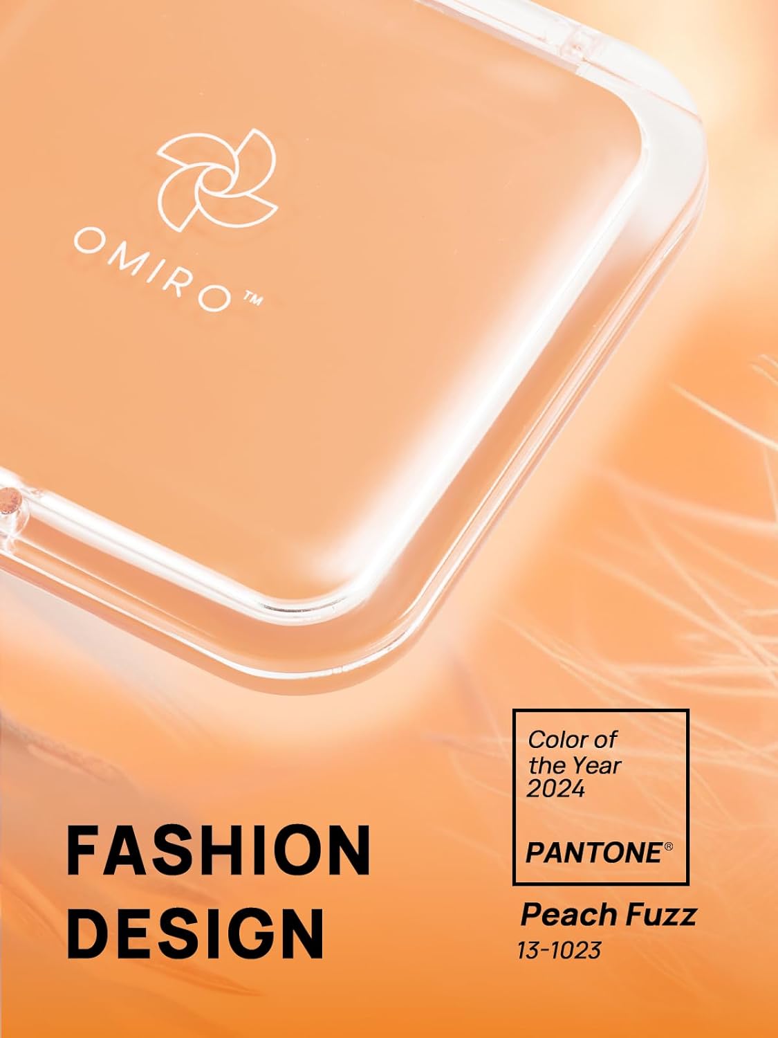 OMIRO Compact Mirror Magnifying Pocket Mirror 10X Small Travel Folding Mirror for Handbag Square 3.5 inch (Peach Fuzz)