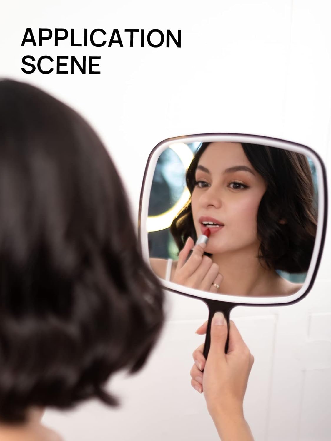 OMIRO Hand Mirror, Extra Large Black Handheld Mirror with Handle, 9" W x 12.4" L