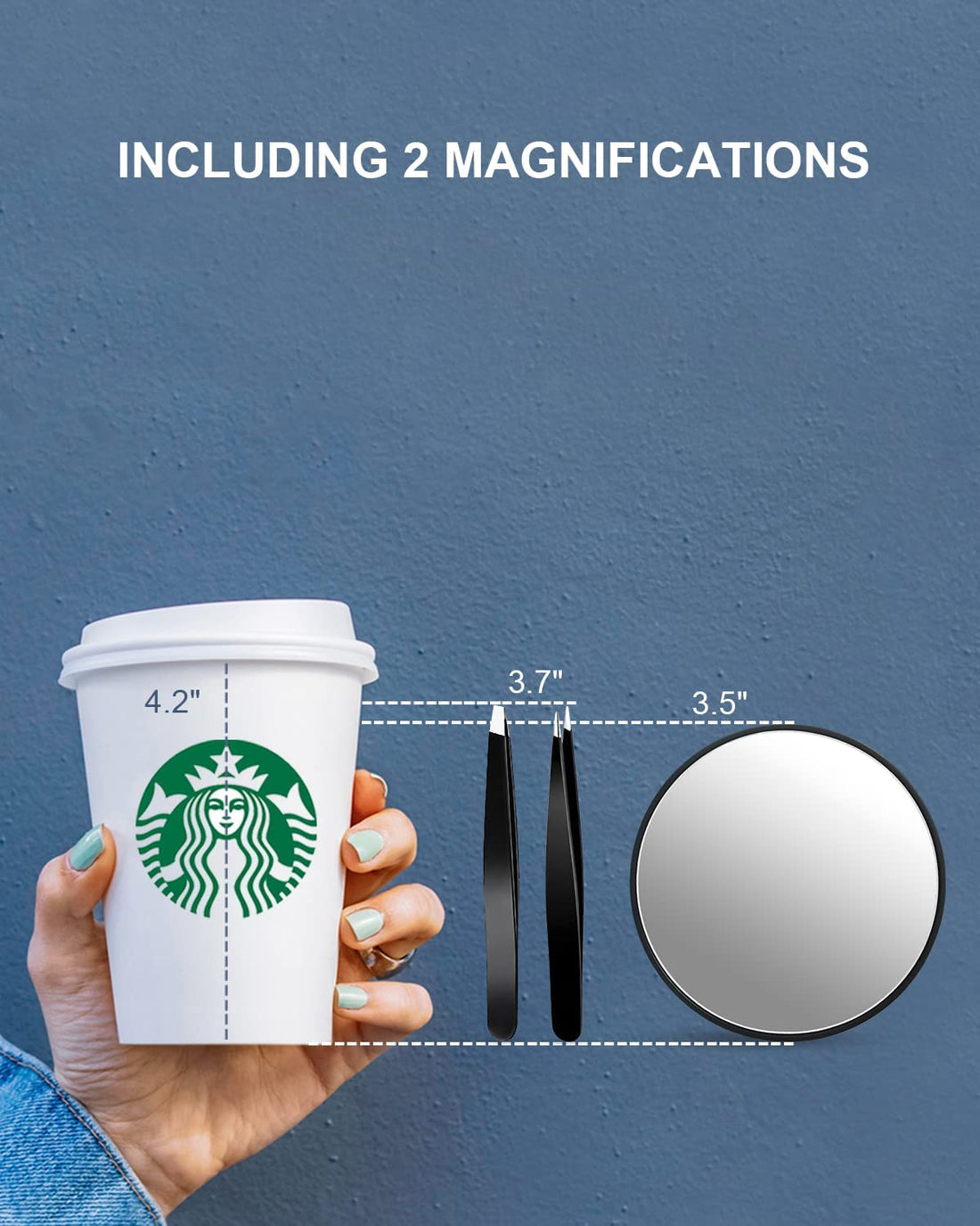 OMIRO 10X & 25X Magnifying Mirrors and Two Eyebrow Tweezers Kits, 3.5" Two Suction Cups Magnifier Travel Set