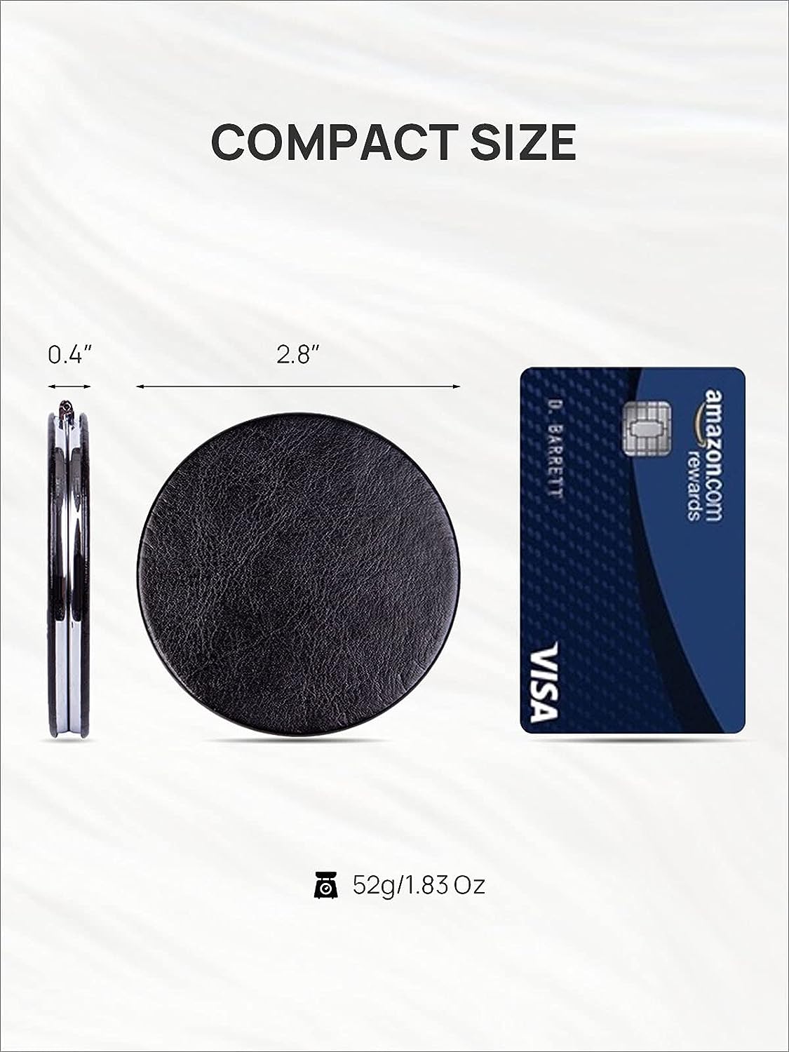OMIRO Compact Mirror, Round PU 1X/10X Magnification, Ultra-Portable for Purses and Travel