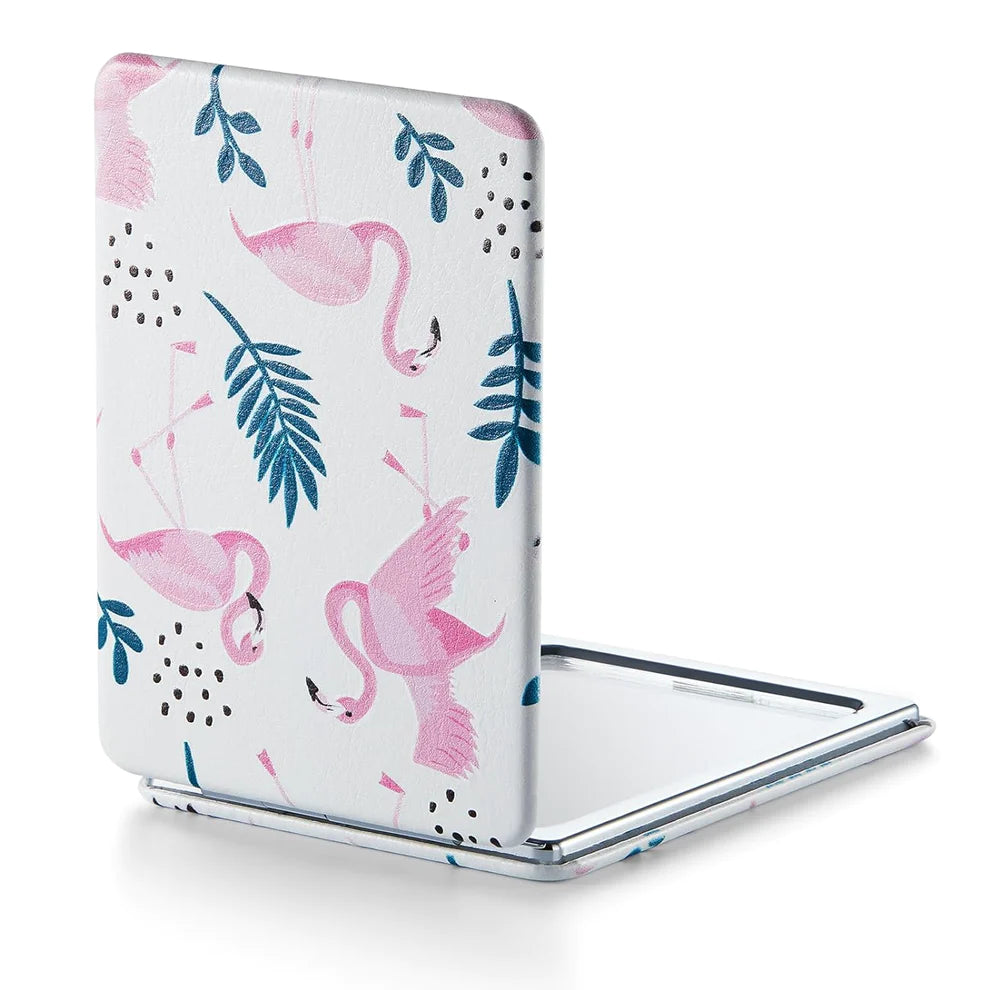 omirodirect printed compact mirror pink flamingo