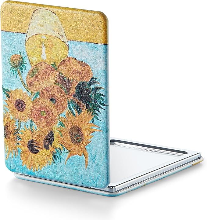 OMIRO Compact Mirror, Unique Painting PU Leather 1X/3X Magnification, Ultra Portable for Purses, 2.4" W x 3.4" L (Pink Flamingos)