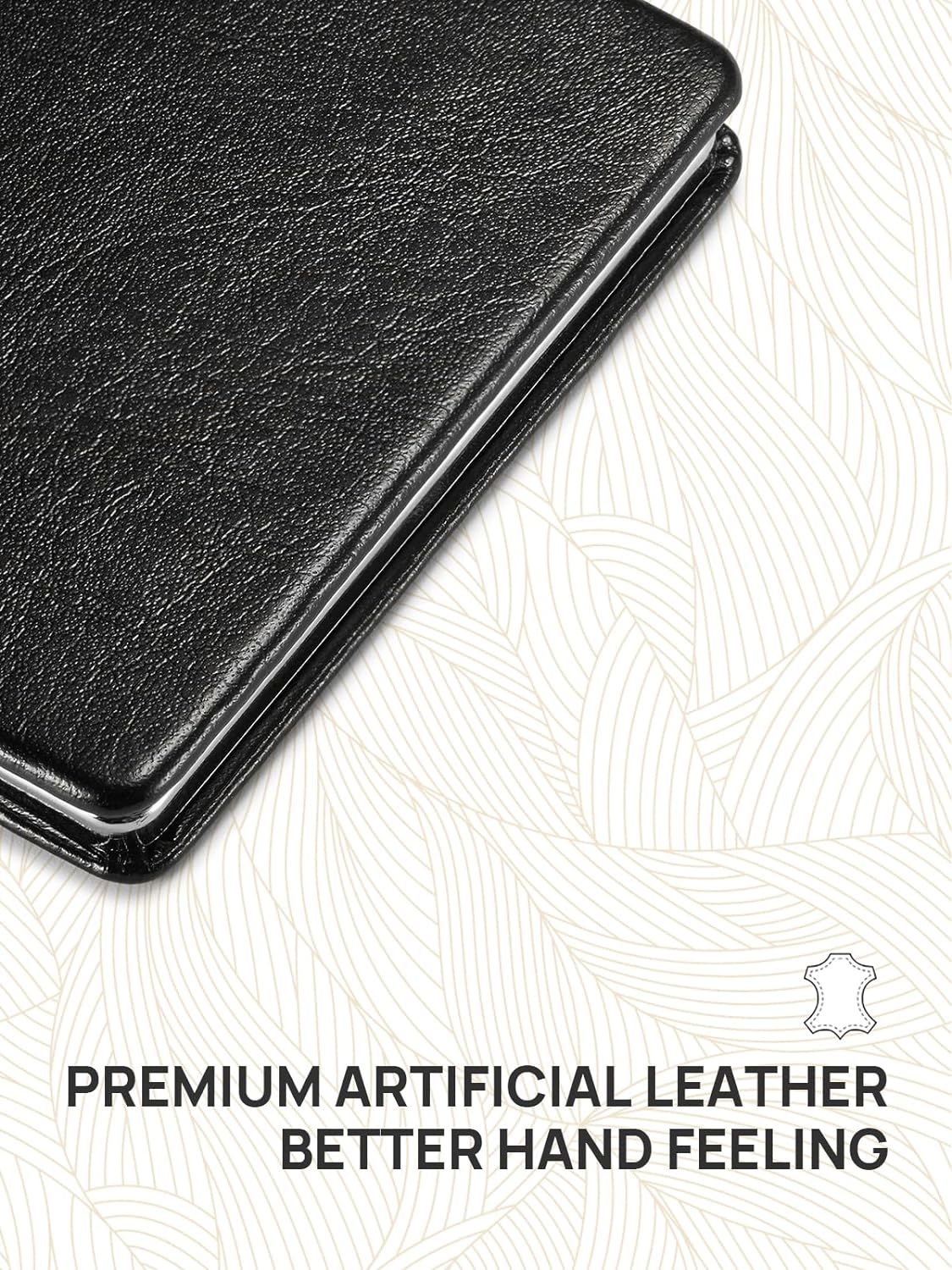 OMIRO Compact Mirror, Classical PU Leather 1X/3X Magnification, Pocket Ultra Portable for Purses and Travel (Black)