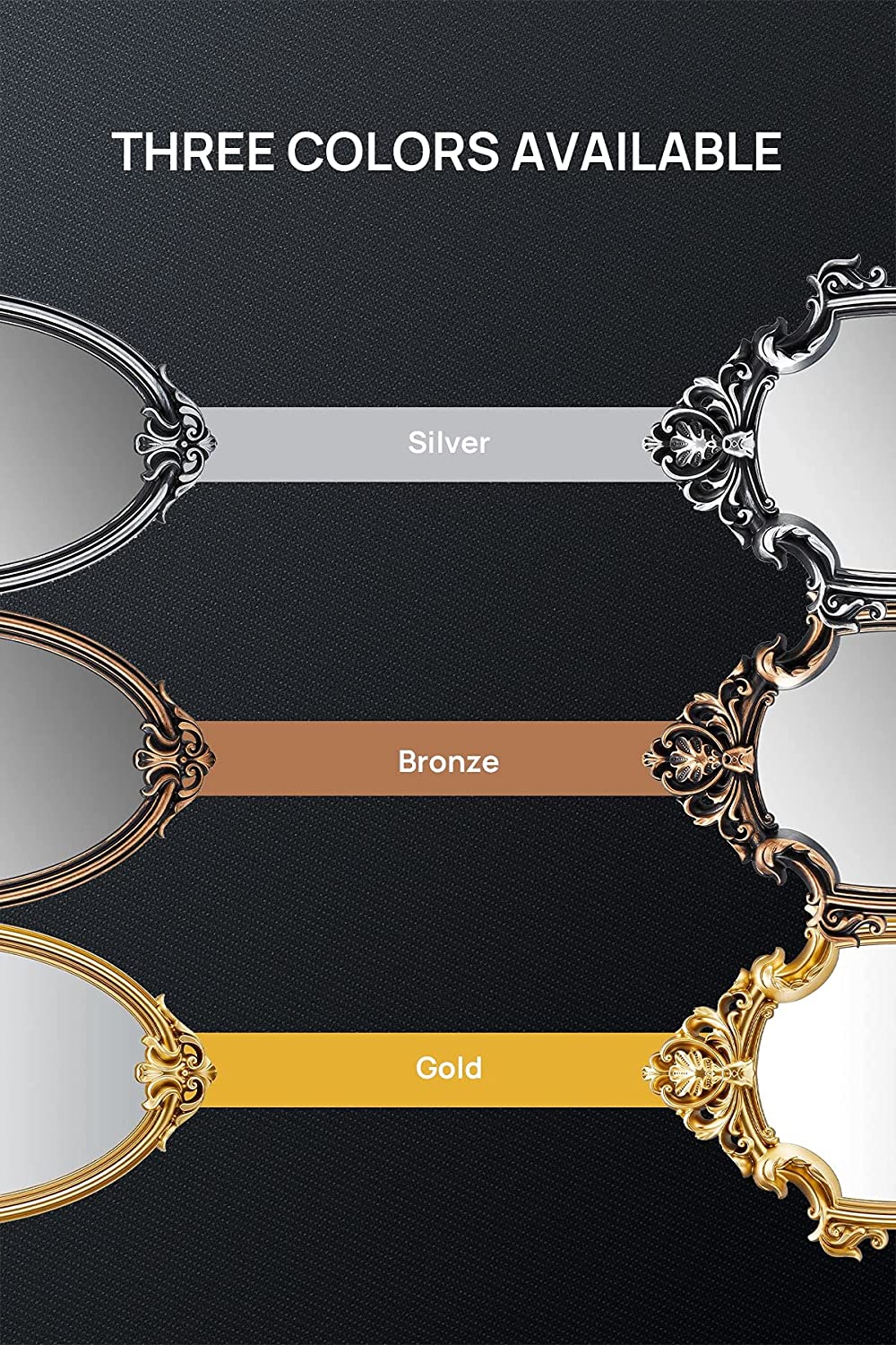 OMIRO Decorative Wall Mirror of Antique Gold Shield Shape, 16" L x 11" W, Pack of 2