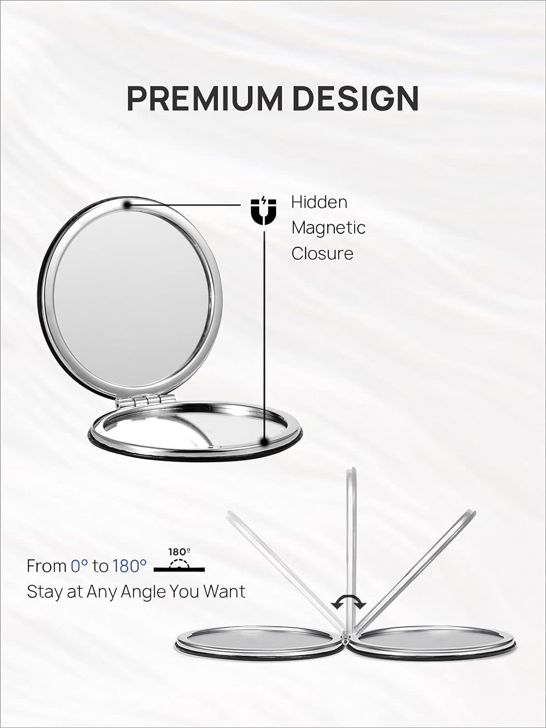 OMIRO 1X/10X(300R) Compact Magnifying Mirror, Unique Painting Pocket Mirror with Classical PU Leather (Round,Flamingo and Tropical Print)