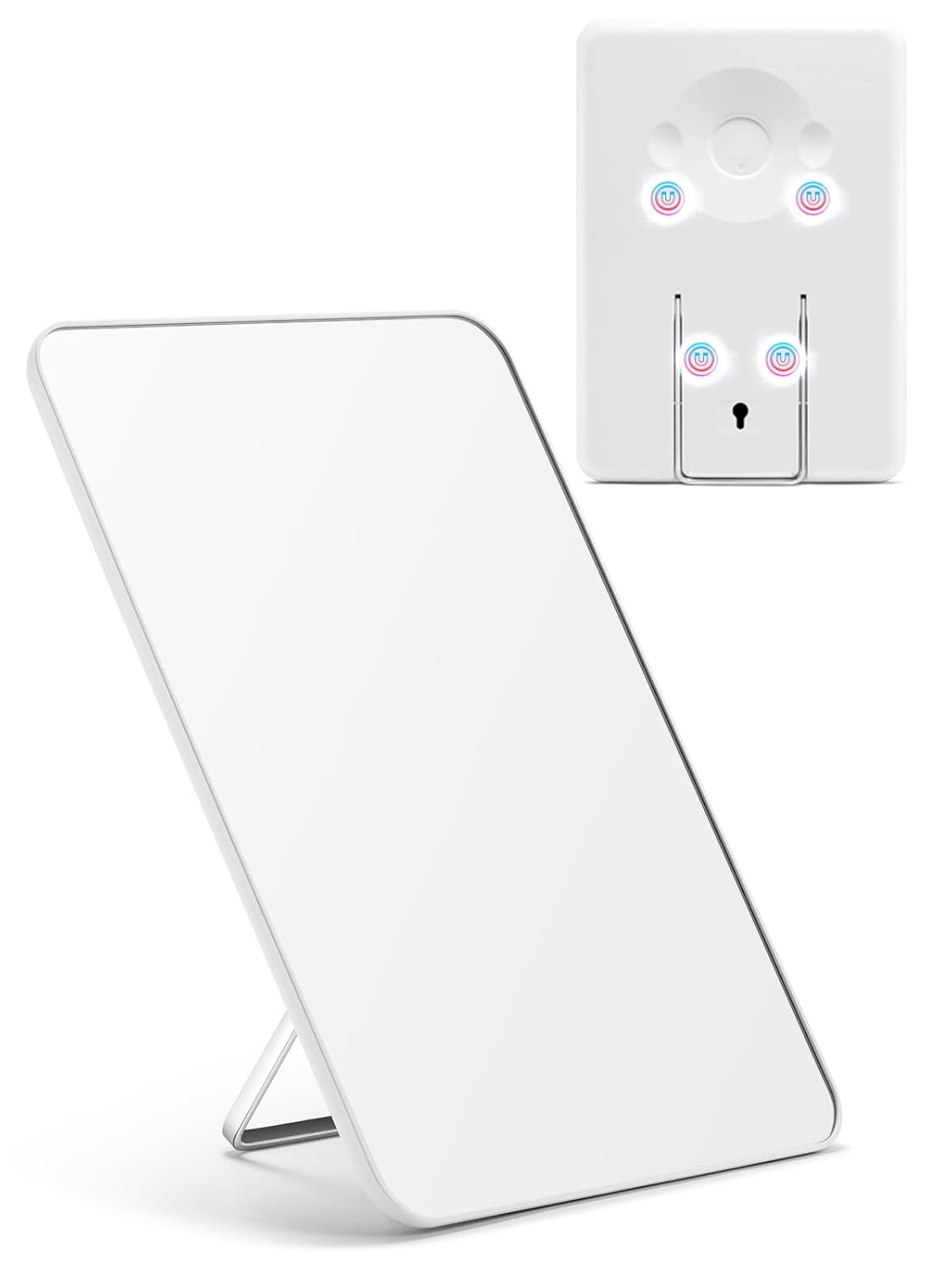 OMIRO Magnetic Mirror, 8 x 5 inches Desk Makeup Mirror with Foldable Stand and Hanging Hole for Shaving, Strong Magnets for Secure Attachment