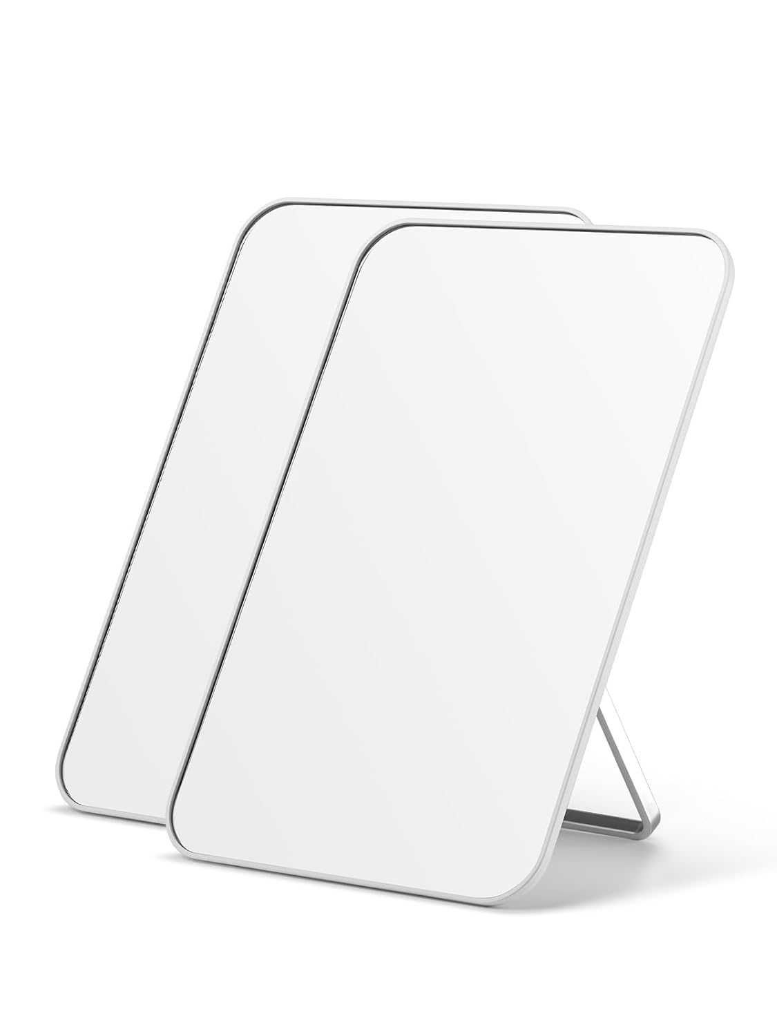 OMIRO Desk Makeup Mirror, 8 x 5 inches Table Mirror with Foldable Stand and Hanging Hole for Shaving and Travelling, White