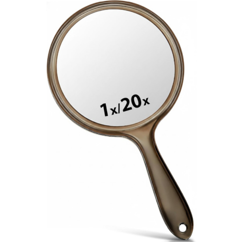 Handheld magnifying glass with '1x/20x' label on a white background