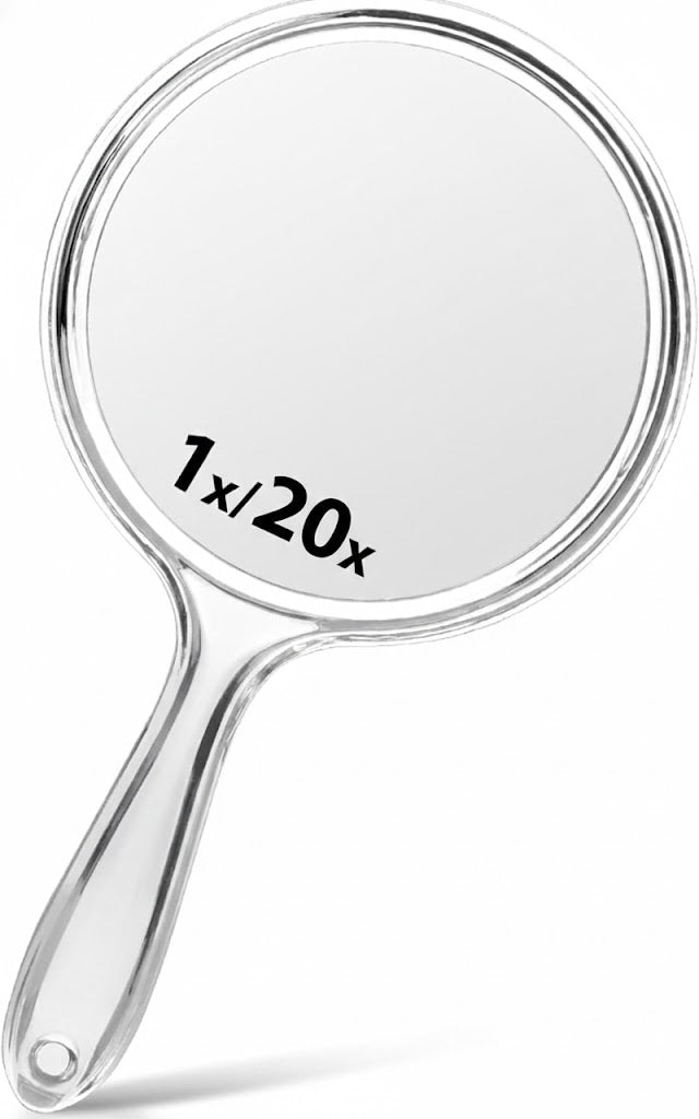 OMIRO Hand Mirror, Double-Sided Handheld Mirror 1X/20X Magnifying Mirror with Handle
