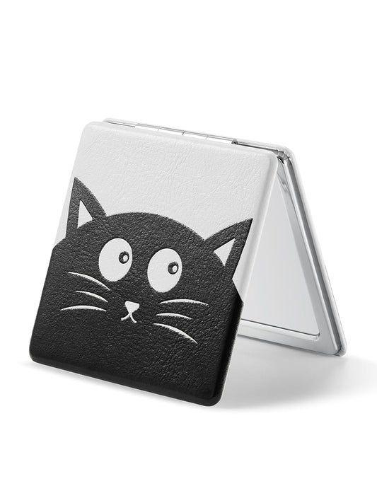 OMIRO 1X/3X Magnifying Mirror, Unique Painting Compact Mirror with Classical PU Leather