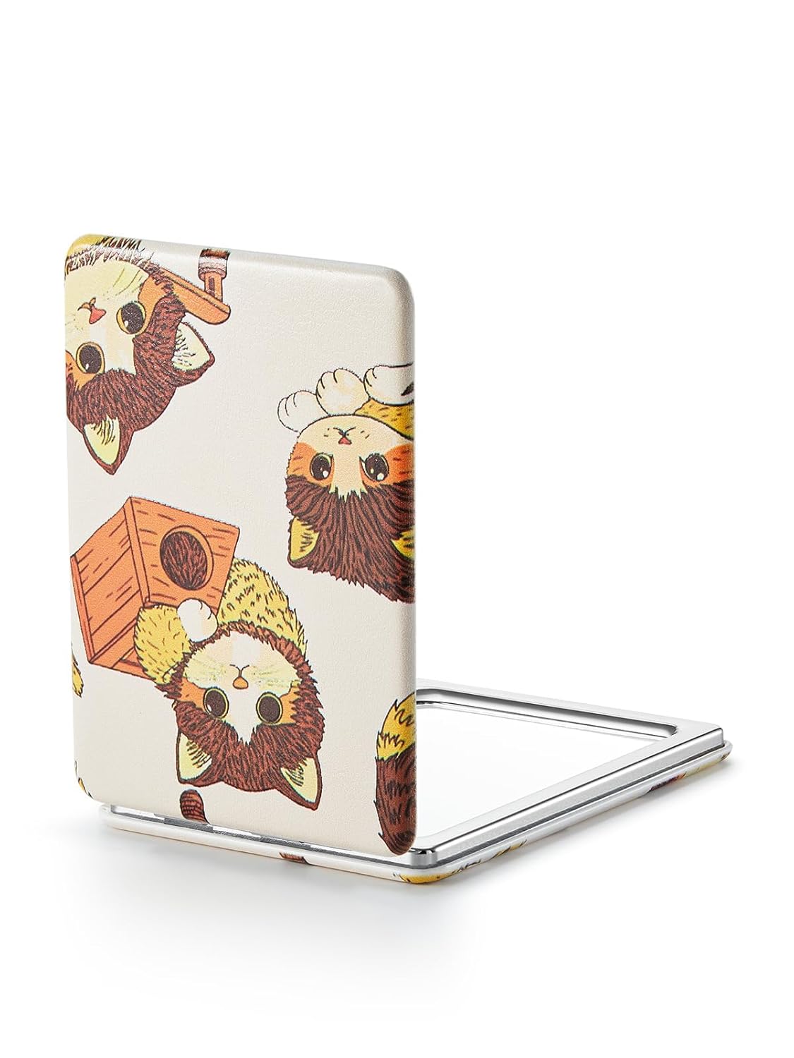 OMIRO 1X/3X Magnifying Mirror, Unique Painting Compact Mirror with Classical PU Leather