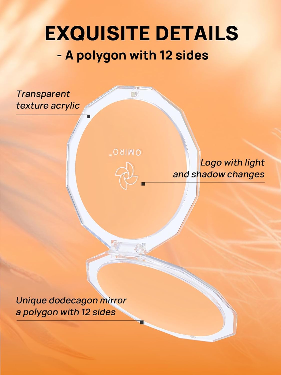 OMIRO Compact Mirror, 3½" 1X/10X Magnification Mini Folding Makeup Mirror for Purses (Color of The Year 2024 - Peach Fuzz)