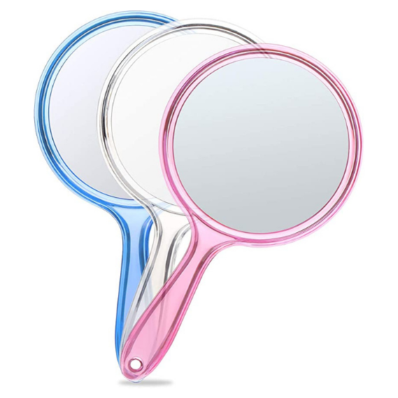OMIRO Hand Mirror, Double-Sided Handheld Mirror 1X/3X Magnifying Mirror with Handle, Set of 3
