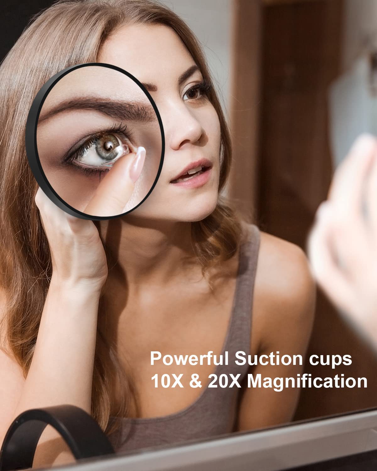OMIRO 10X(300R) Magnifying Mirror and Eyebrow Tweezers Kit, 3.5" Two Suction Cups Magnifier Travel Set