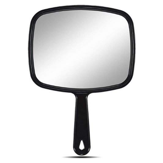 OMIRO 10.3" L x 7.4" W Hand Mirror, All Black Handheld Mirror with Handle