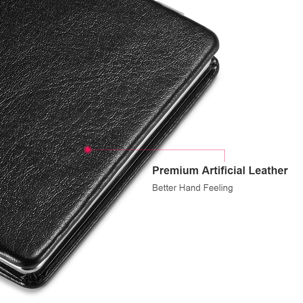 OMIRO Compact Mirror, Classical PU Leather 1X/3X Magnification, Pocket Ultra Portable for Purses and Travel (Black)