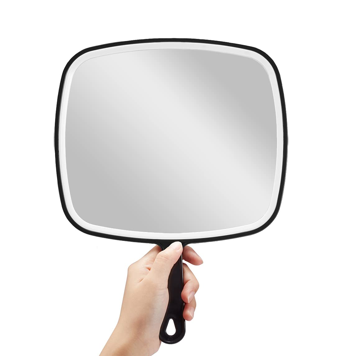 OMIRO Hand Mirror, Black Handheld Mirror with Handle, 6.6" W x 9.2" L