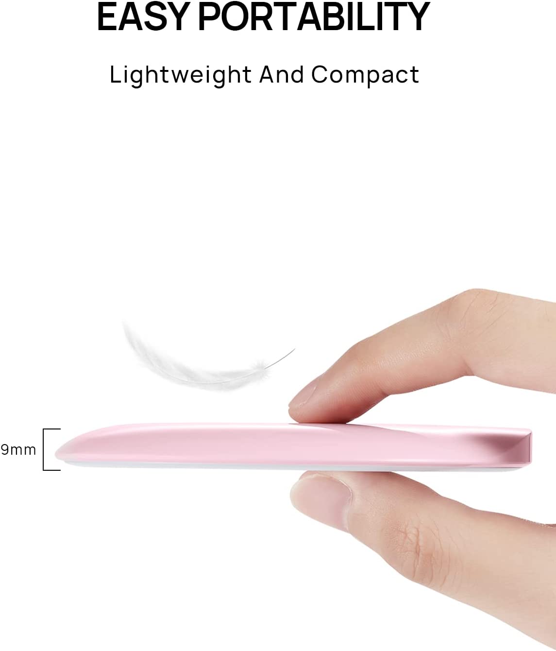 OMIRO Compact Makeup Mirror with Lights, LED Mirror for Travel and Purse, Women Gift, Birthday Gift. An I Love You Gift for Her (Pink)