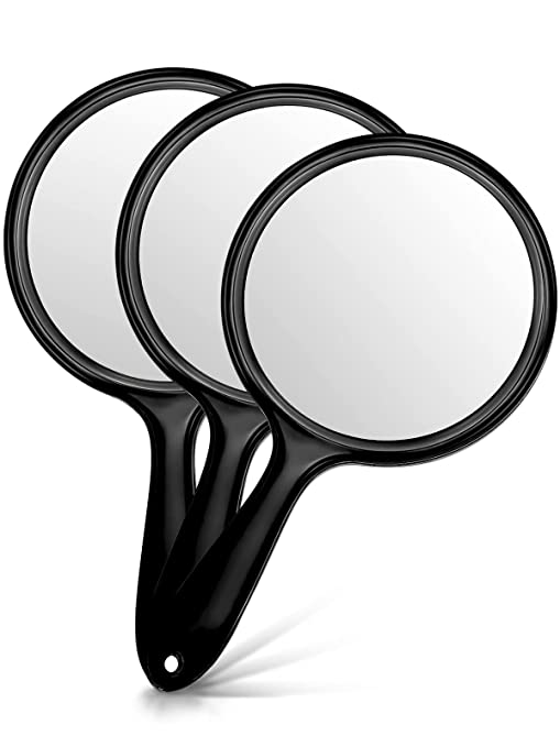 OMIRO Hand Mirror, Double-Sided Handheld Mirror 1X/3X Magnifying Mirror with Handle, Set of 3