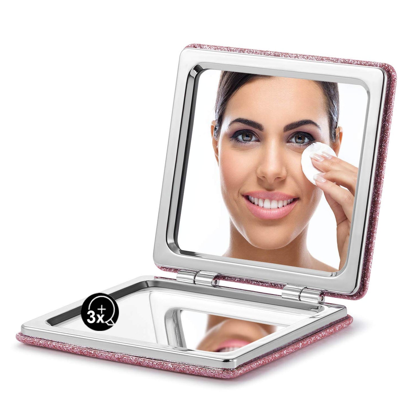 OMIRO Compact Mirror, Classical PU Leather 1X/3X Magnification, Pocket Ultra Portable for Purses and Travel (Black)