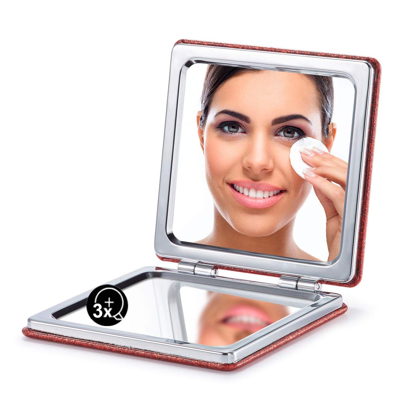 OMIRO Compact Mirror, Classical PU Leather 1X/3X Magnification, Pocket Ultra Portable for Purses and Travel (Black)