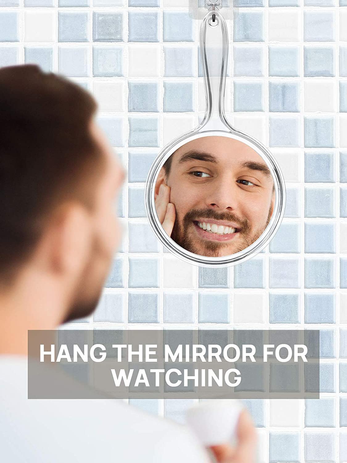 OMIRO Hand Mirror, Double-Sided Handheld Mirror 1X/3X Magnifying Mirror with Handle, Set of 3