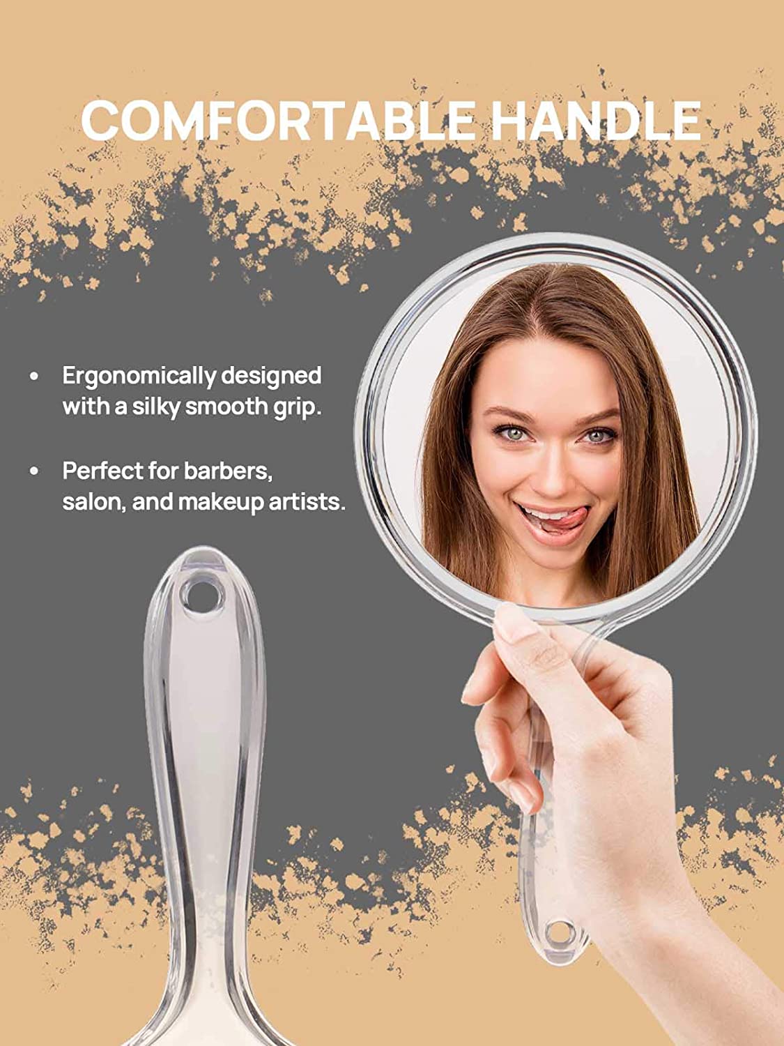 OMIRO Hand Mirror, Double-Sided Handheld Mirror 1X/3X Magnifying Mirror with Handle, Set of 3