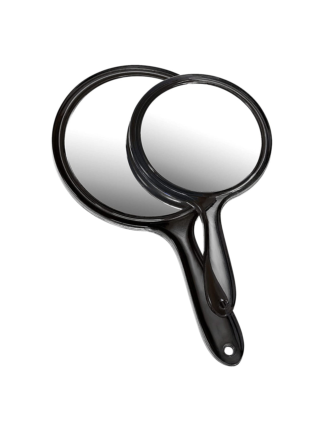OMIRO Hand Mirror, Double-Sided Handheld Mirror 1X/3X Magnifying Mirror with Handle, Set of 2 (Transparent Black)