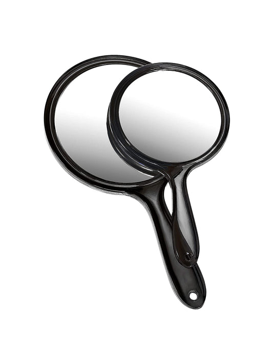 OMIRO Hand Mirror, Double-Sided Handheld Mirror 1X/3X Magnifying Mirror with Handle, Set of 2 (Transparent Black)