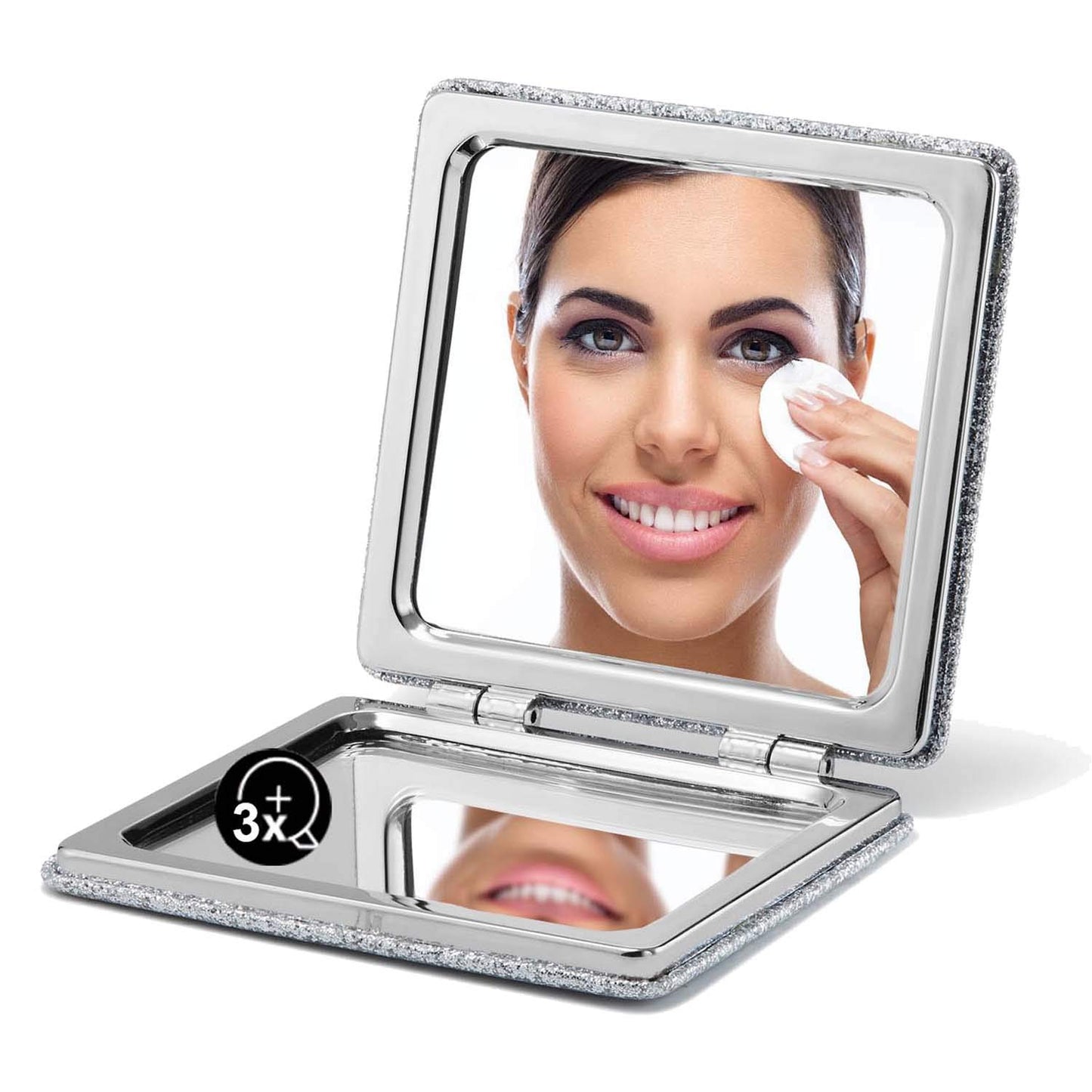 OMIRO Compact Mirror, Classical PU Leather 1X/3X Magnification, Pocket Ultra Portable for Purses and Travel (Black)