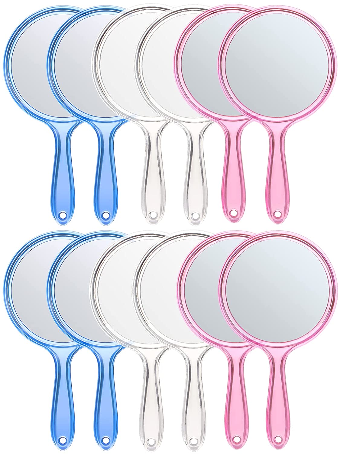 OMIRO Hand Mirror, Double-Sided Handheld Mirror 1X/3X Magnifying Mirror with Handle, Set of 3