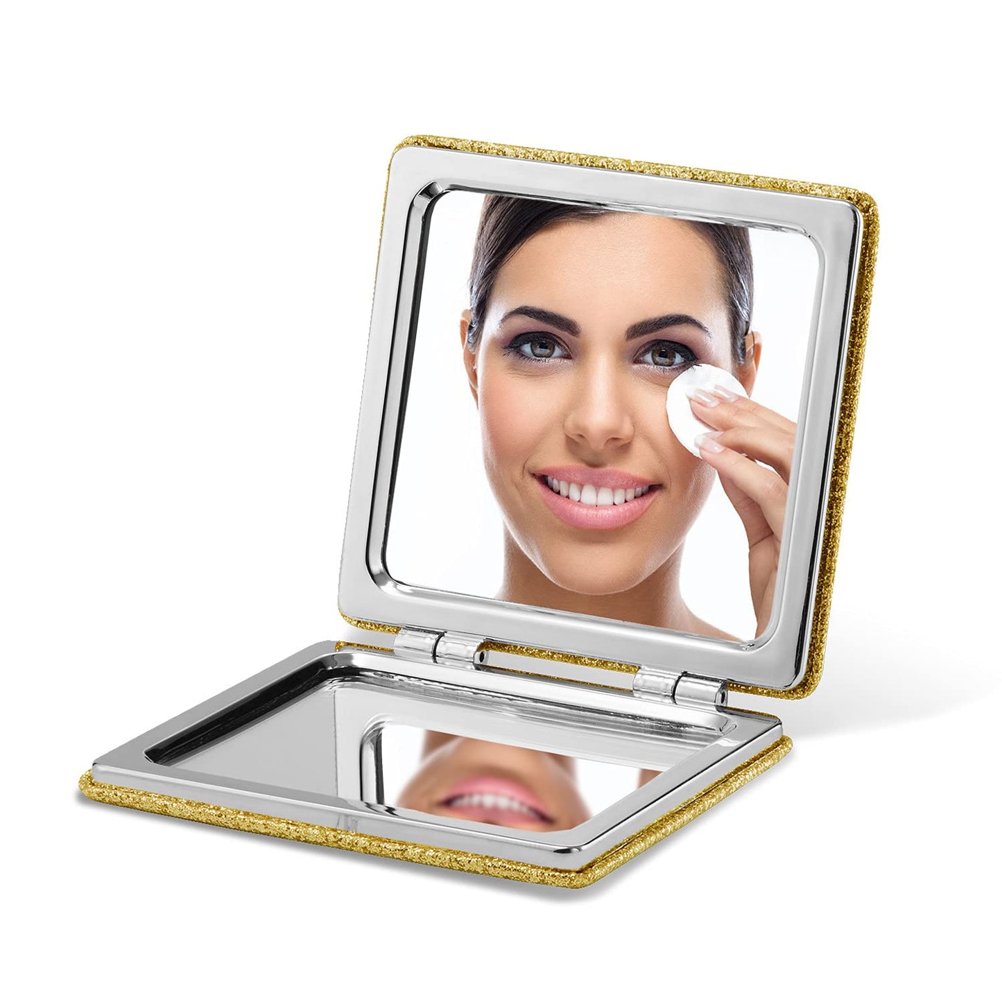 OMIRO Compact Mirror, Classical PU Leather 1X/3X Magnification, Pocket Ultra Portable for Purses and Travel (Black)