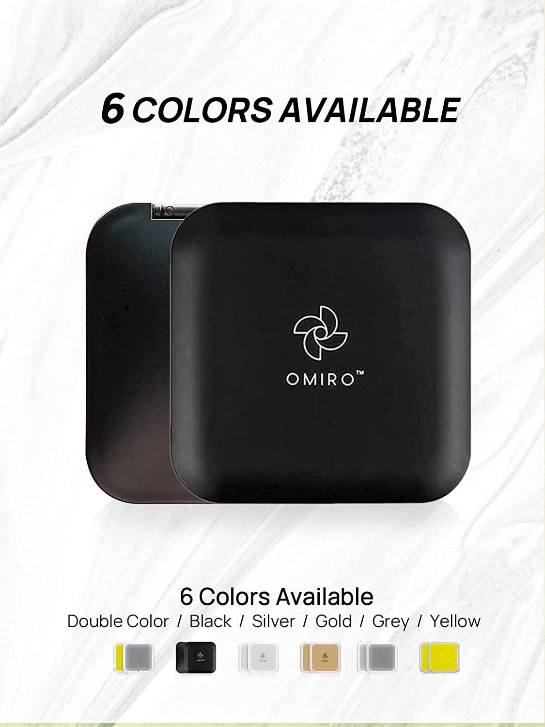 OMIRO Folding Compact Mirror, 1X/10X Magnification 3½” Pocket Size Square Hand Mirror for Travel Makeup (Black)