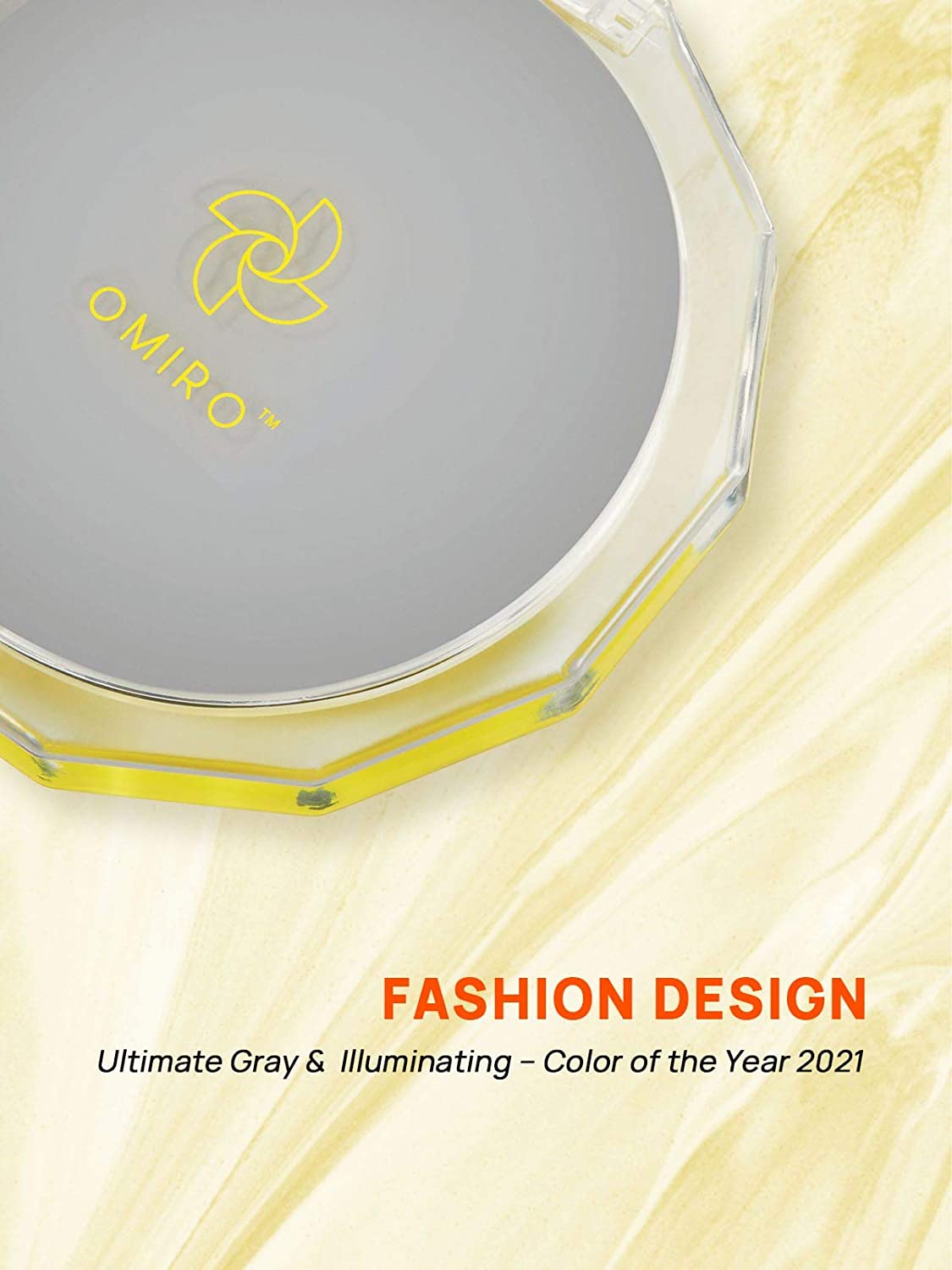 OMIRO Compact Mirror, 3½" 1X/10X Magnification Mini Folding Makeup Mirror for Purses (Color of The Year 2021 - Illuminating & Ultimate Gray)