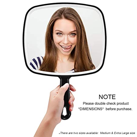 OMIRO Handheld Mirror, Extra Large Hand Mirror with Handle, Square, Black, 12.4" L x 9.1" W