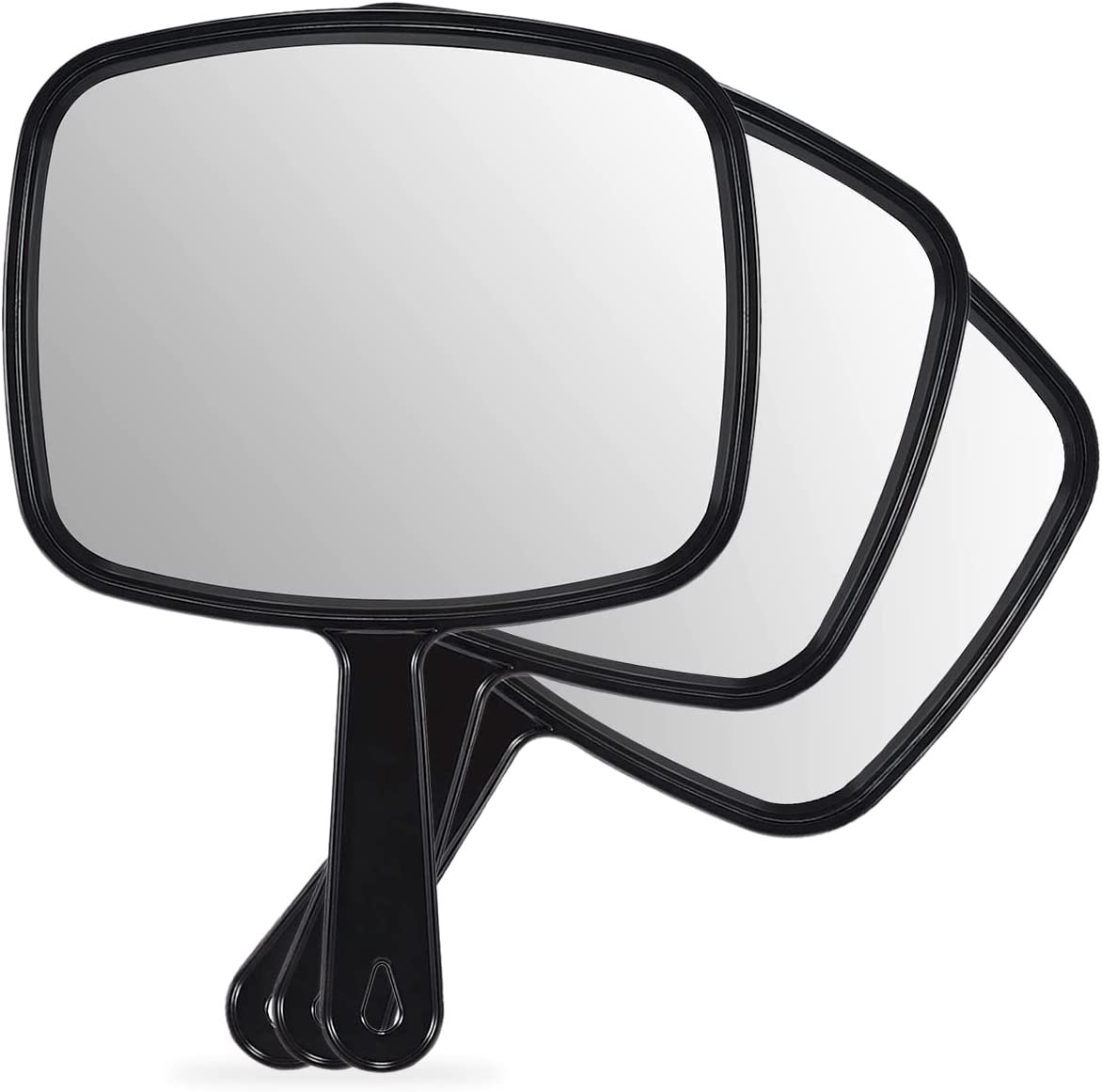 OMIRO 10.3" L x 7.4" W Hand Mirror, All Black Handheld Mirror with Handle