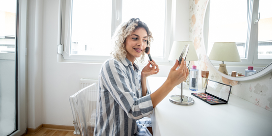 Makeup mirror setup at home with proper lighting and mirror placement