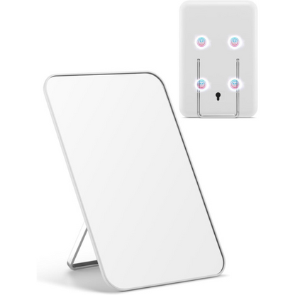 OMIRO Magnetic Mirror, 8 x 5 inches Desk Makeup Mirror with Foldable Stand and Hanging Hole for Shaving, Strong Magnets for Secure Attachment