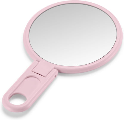 OMIRO 3" Compact Mirror with Adjustable Handle - Mini Folding Mirror for Makeup (Pink)