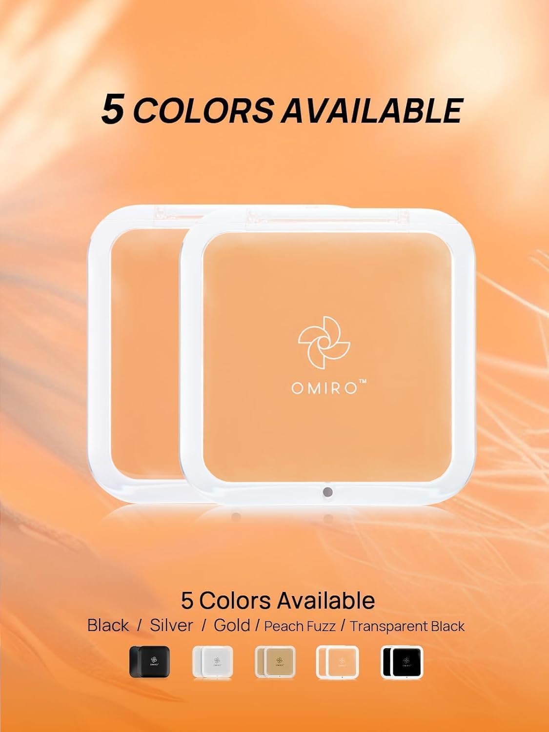 OMIRO Compact Mirror Magnifying Pocket Mirror 10X Small Travel Folding Mirror for Handbag Square 3.5 inch (Peach Fuzz)