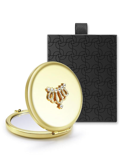 OMIRO 1X/10X Magnifying Compact Mirror, Small Crown Engraved Pocket Makeup Mirror Gift for Her Women Mom(Rose Gold)