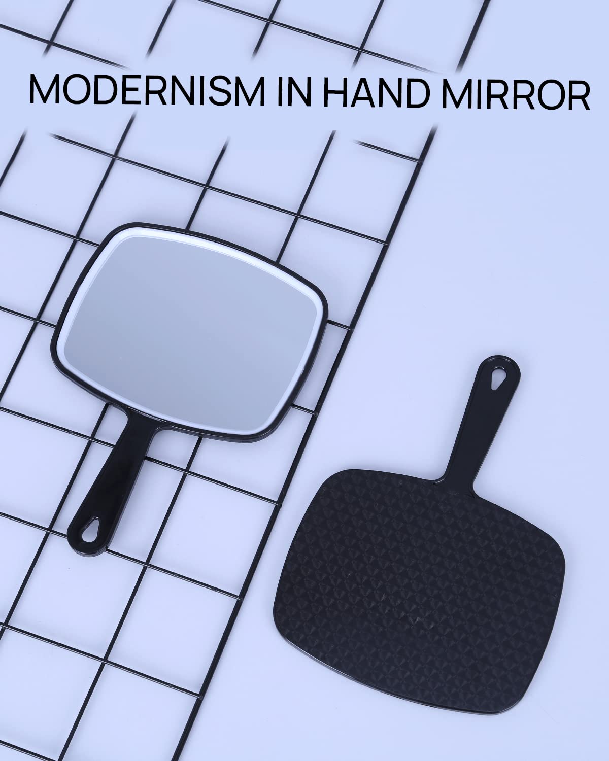 OMIRO håndspejl, ekstra stort sort håndholdt spejl med håndtag, 9" B x 12,4" L