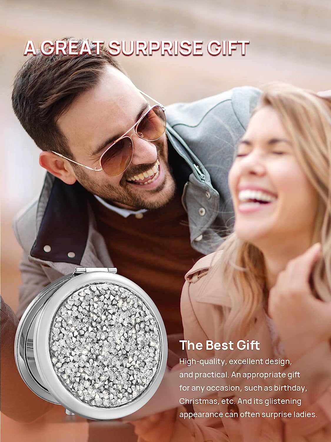 omirodirect compact mirror silver mix diamond