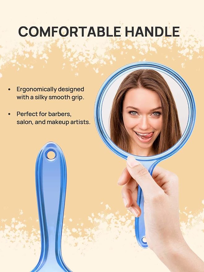 OMIRO Hand Mirror, Double-Sided Handheld Mirror 1X/3X Magnifying Mirror with Handle, Set of 3 (Mix Colors)