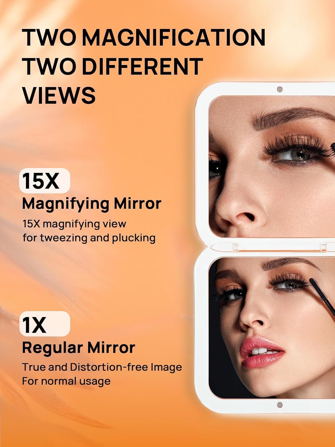 OMIRO Compact Mirror Magnifying Pocket Mirror 10X Small Travel Folding Mirror for Handbag Square 3.5 inch (Peach Fuzz)